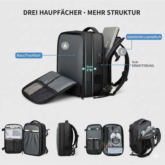 Voyager Vacpack Travel Backpack, 60L Expandable with Vacuum Compression, Waterproof Bag