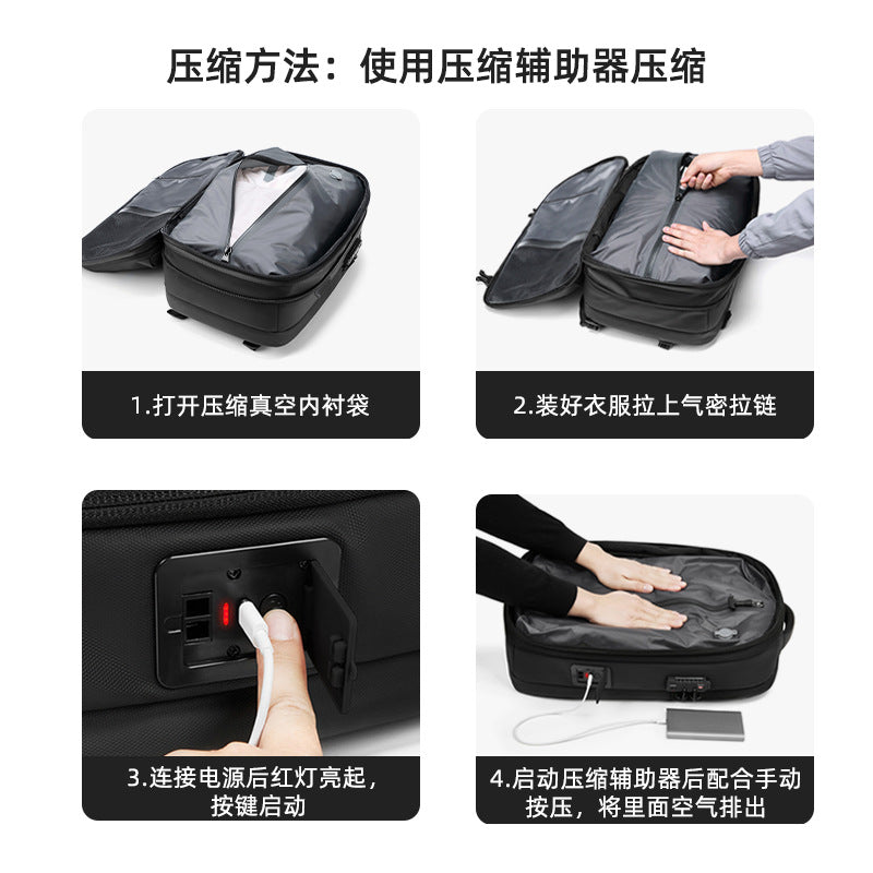 Vacuum backpack large capacity backpack waterproof vacuum compression backpack travel bag one-button vacuum compression backpack