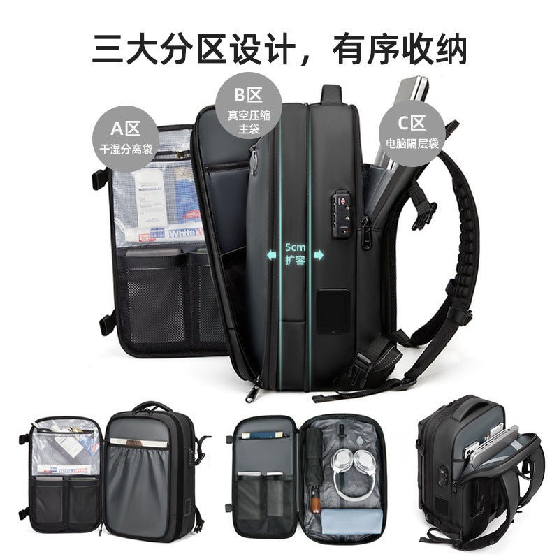 Vacuum backpack large capacity backpack waterproof vacuum compression backpack travel bag one-button vacuum compression backpack